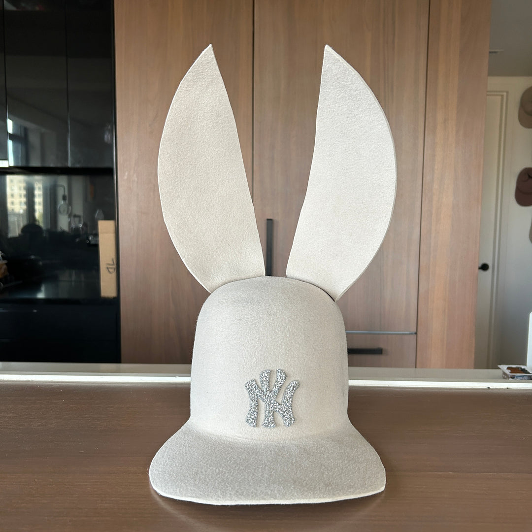 212 Rhinestone Bunny Lid - Bone