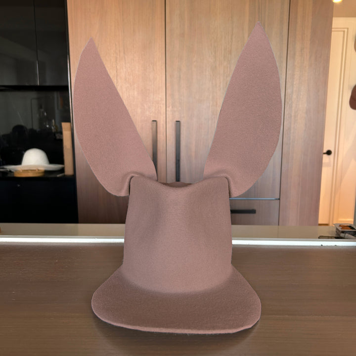 Khia Tullae Astro Bunny Lid hat in fawn felt, front view