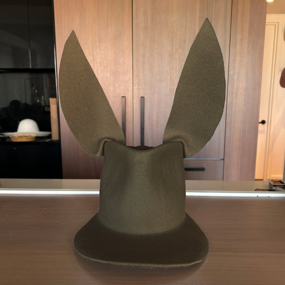 Khia Tullae Astro Bunny Lid hat in pecan felt, front view