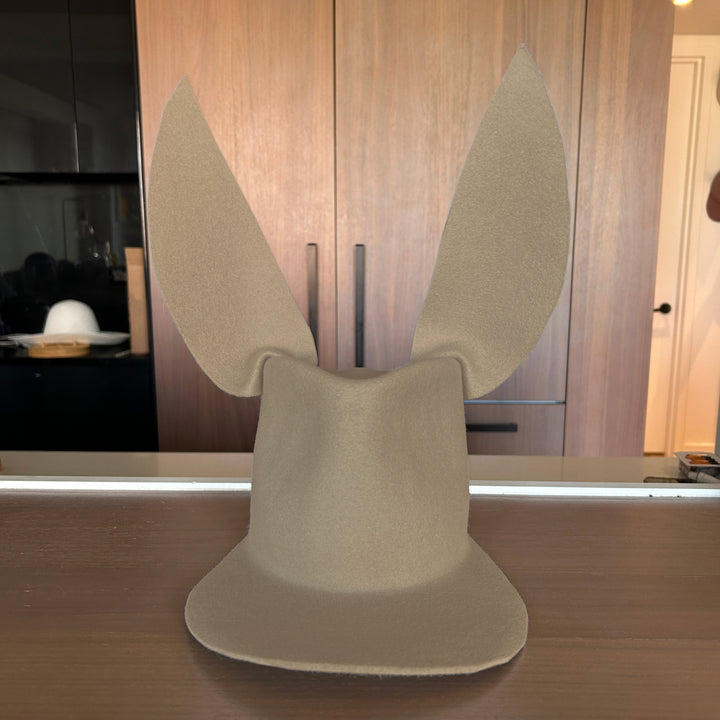 Khia Tullae Astro Bunny Lid hat in sahara felt, front view