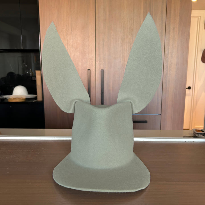 Khia Tullae Astro Bunny Lid hat in willow felt, front view