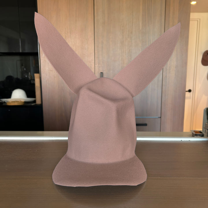 Khia Tullae Buffalo Bunny Lid hat in fawn felt, front view