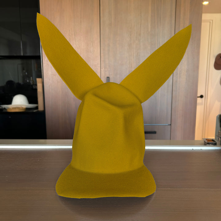 Khia Tullae Buffalo Bunny Lid hat in mustard felt, front view