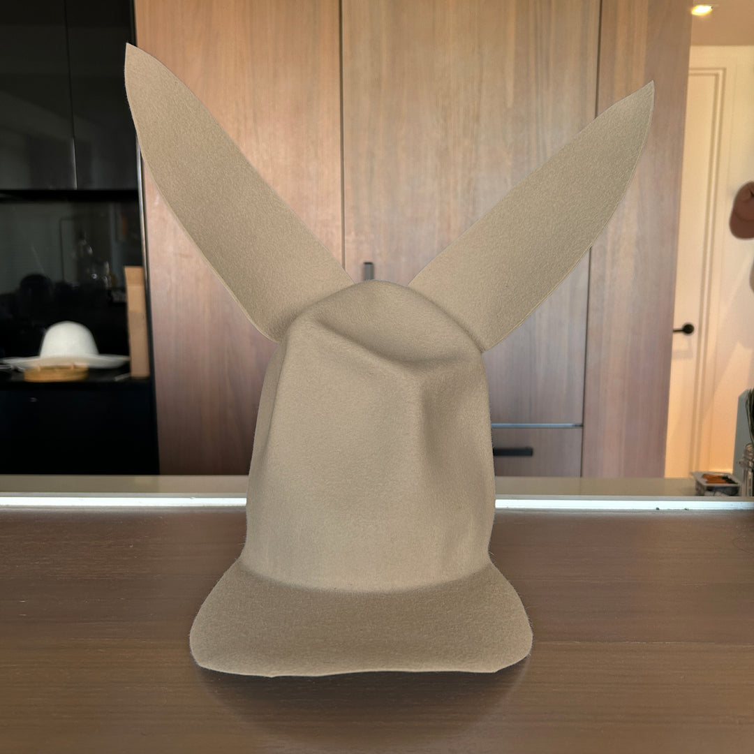 Khia Tullae Buffalo Bunny Lid hat in sahara felt, front view