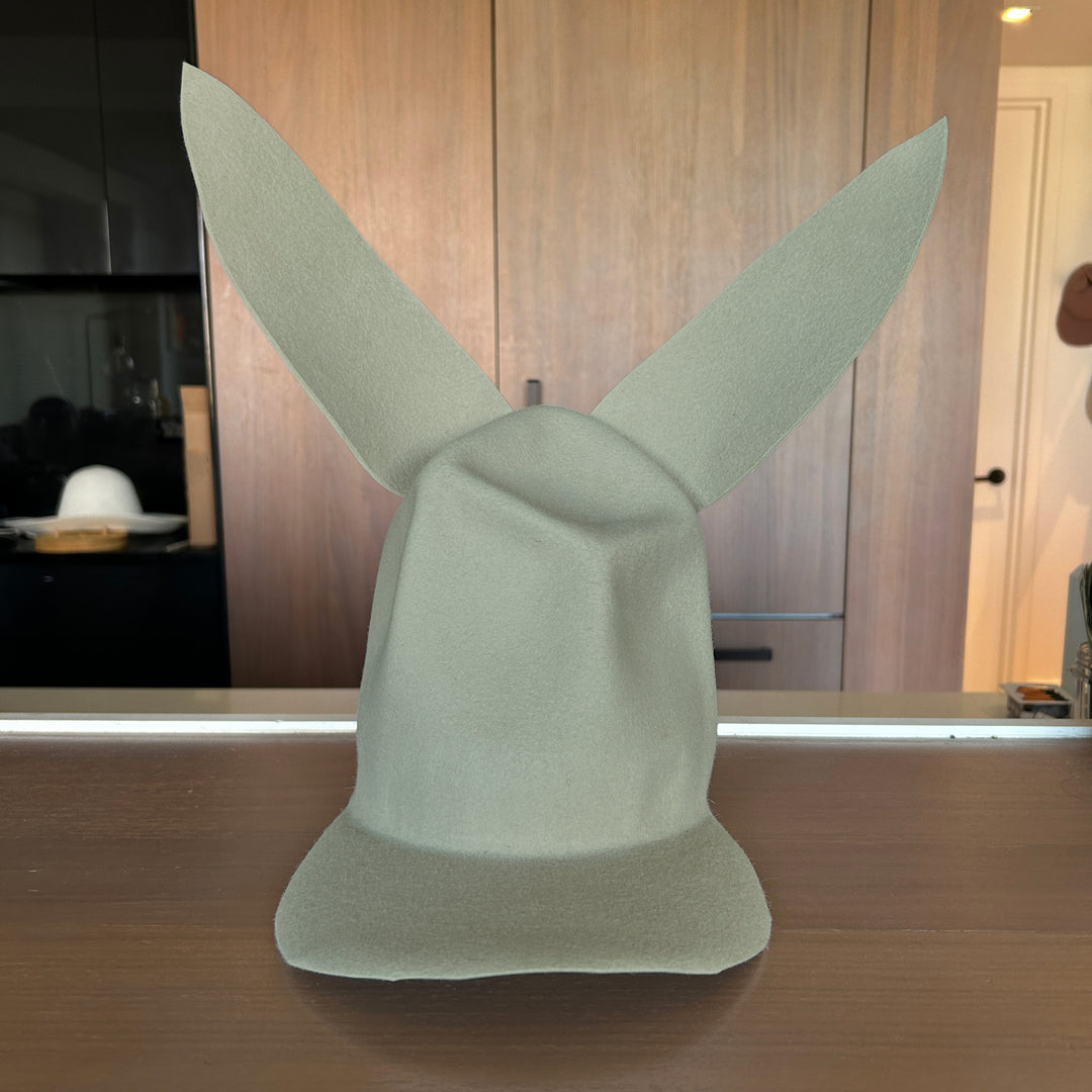 Khia Tullae Buffalo Bunny Lid hat in willow felt, front view