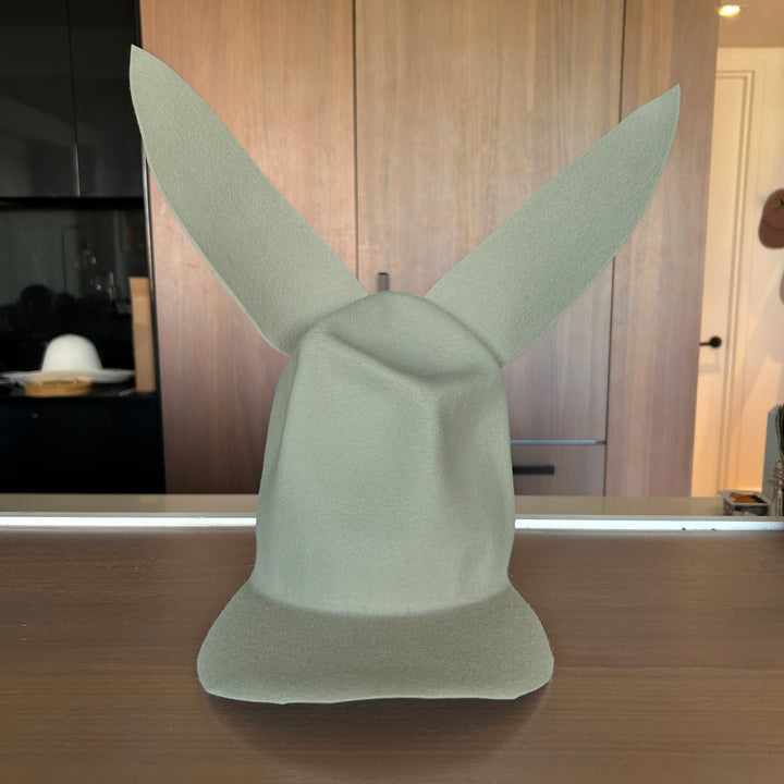 Khia Tullae Buffalo Bunny Lid hat in willow felt, front view