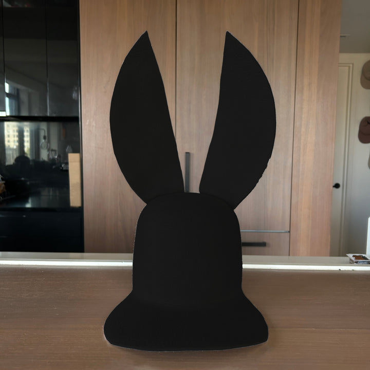 Khia Tullae Bunny Lid hat in black felt, front view