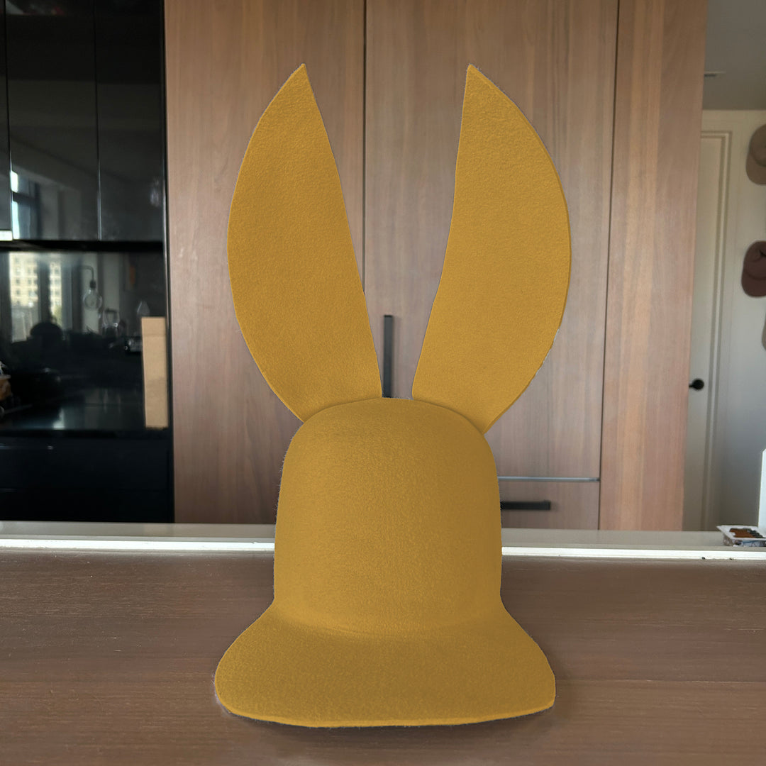 Khia Tullae Bunny Lid hat in dijon felt, front view