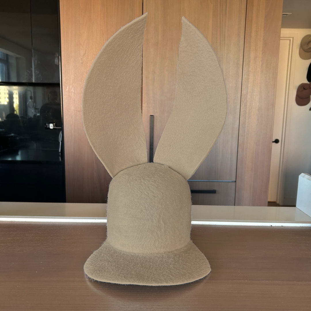 Khia Tullae Grizzly Bunny Lid hat in sahara felt, front view