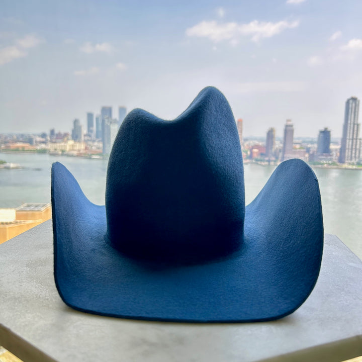 High-Low Cowboy hat front - turned-up brim detail | Khia Tullae
