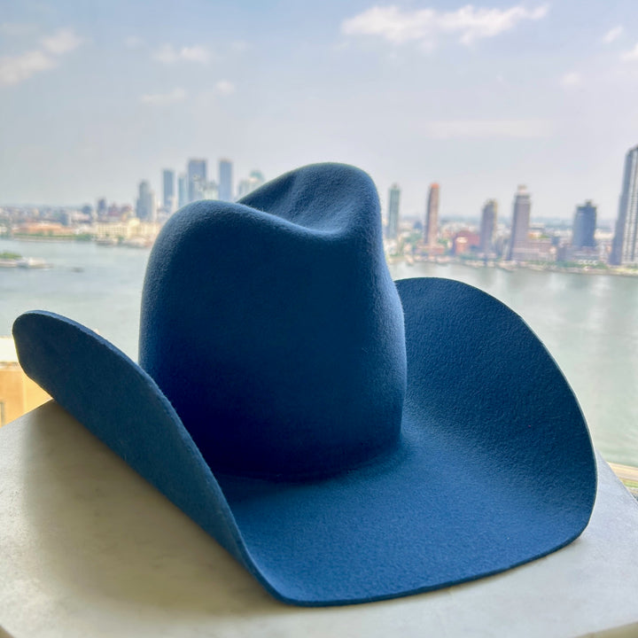 Khia Tullae High-Low Cowboy felt cowboy hat side - sculptural crown
