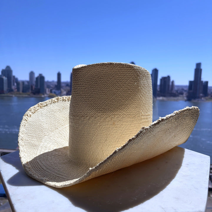 Khia Tullae Riviera Rodeo straw cowboy hat in bleach, side view left #color_bleach