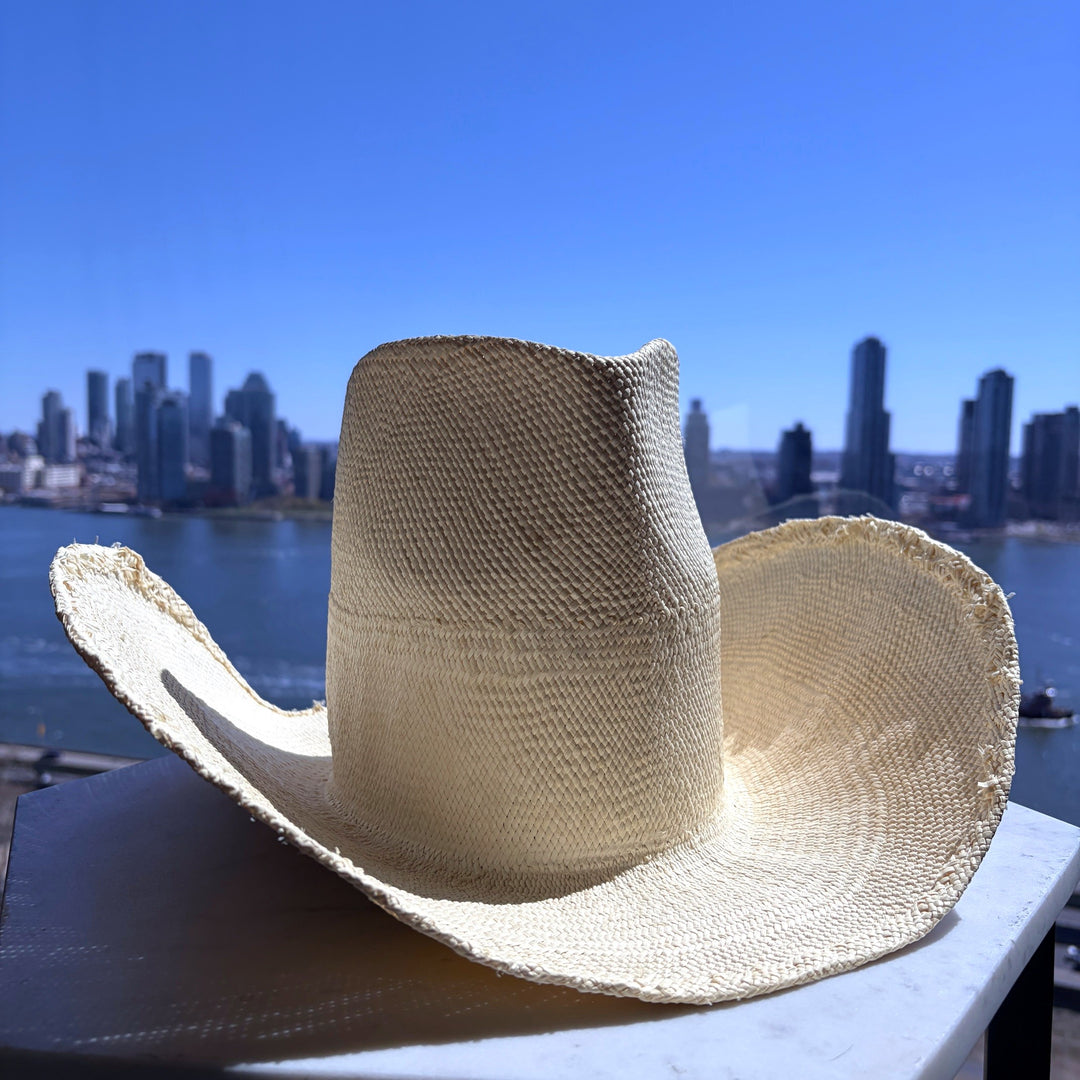 Khia Tullae Riviera Rodeo straw cowboy hat in bleach, side view right #color_bleach