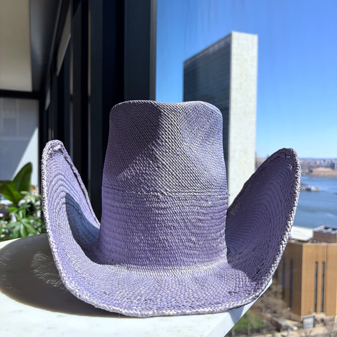 Khia Tullae Riviera Rodeo straw cowboy hat in lilac, front view #color_lilac