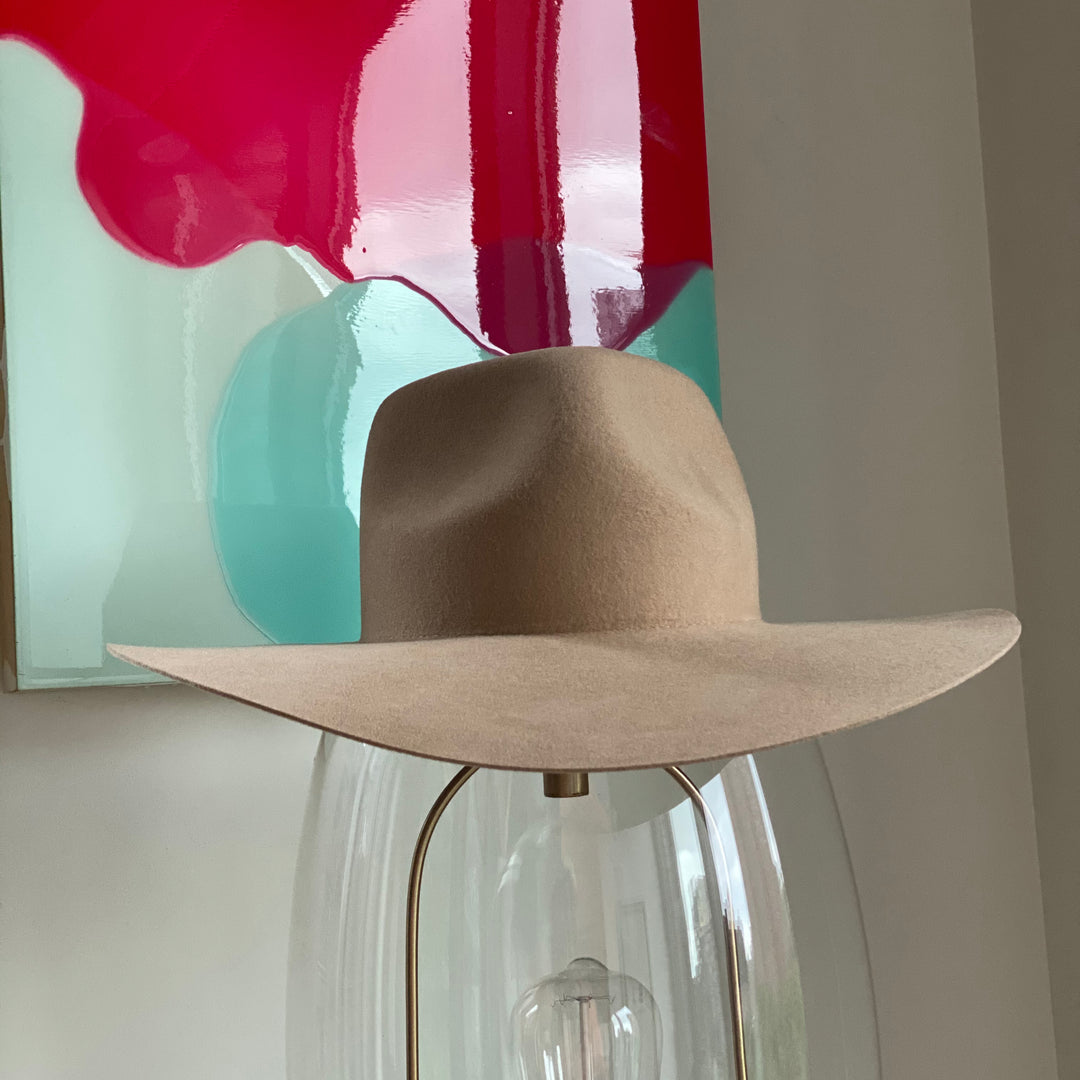 Khia Tullae The Alyssa fedora in pecan, 100% wool, front elevated view