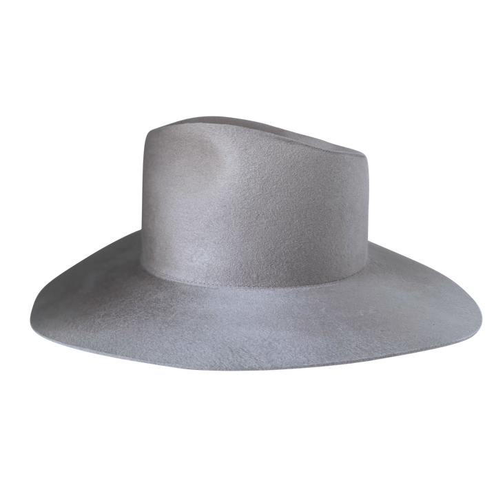 The Crosby mist wool wide-brim fedora, angled front product cutout