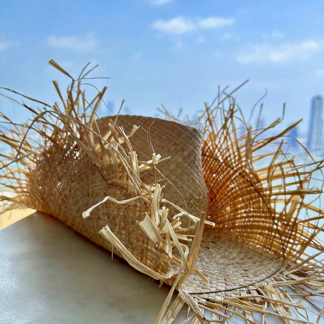 Khia Tullae The Dixie toquilla straw cowboy hat side - natural raffia
