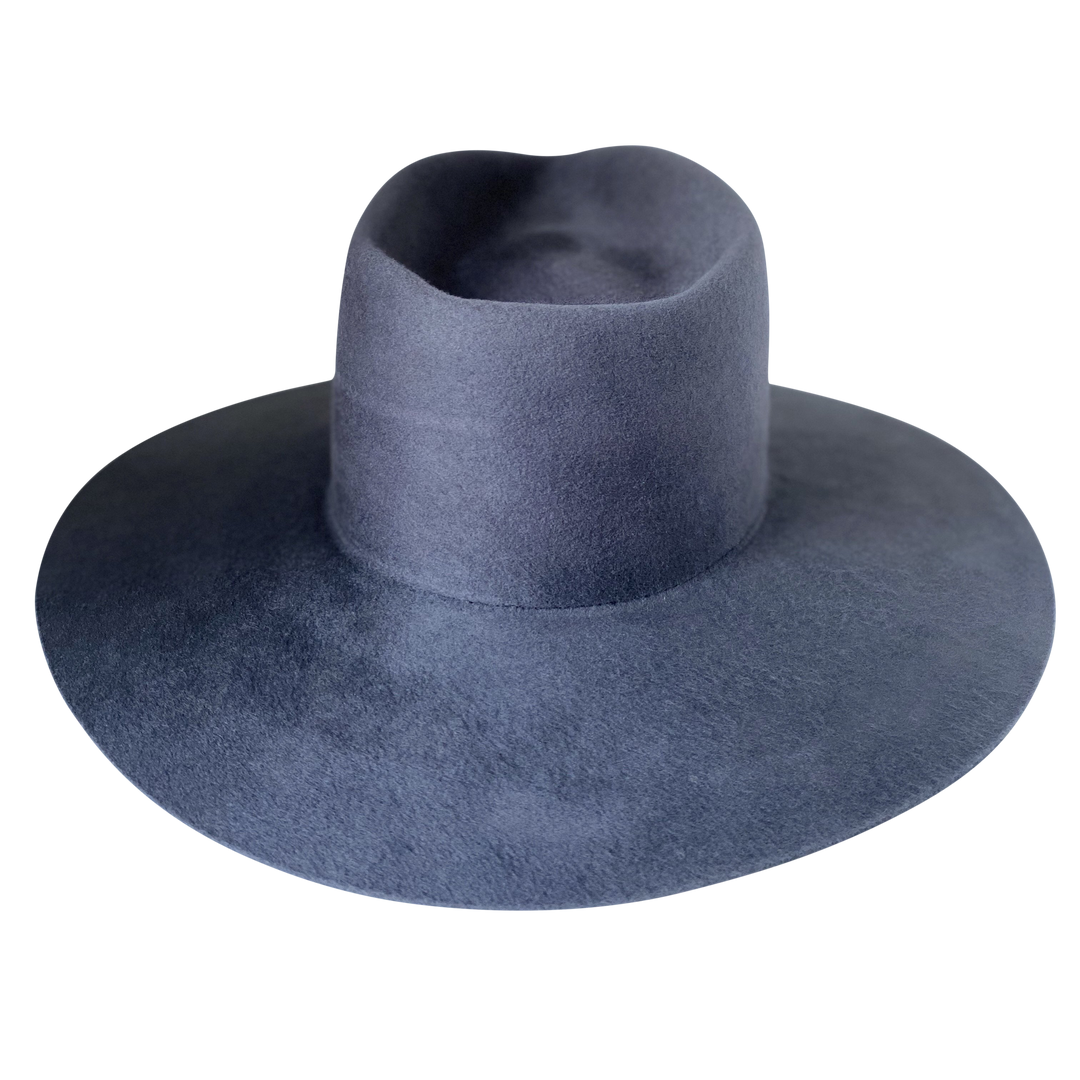 Khia Tullae The Irving ash grey wool wide-brim fedora, back product cutout