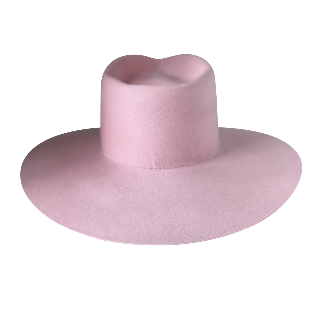 Khia Tullae The Lex pink wool wide-brim fedora, back product cutout