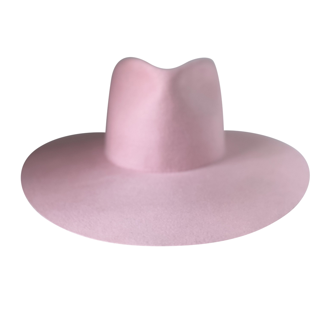 Khia Tullae The Lex pink wool wide-brim fedora, front product cutout