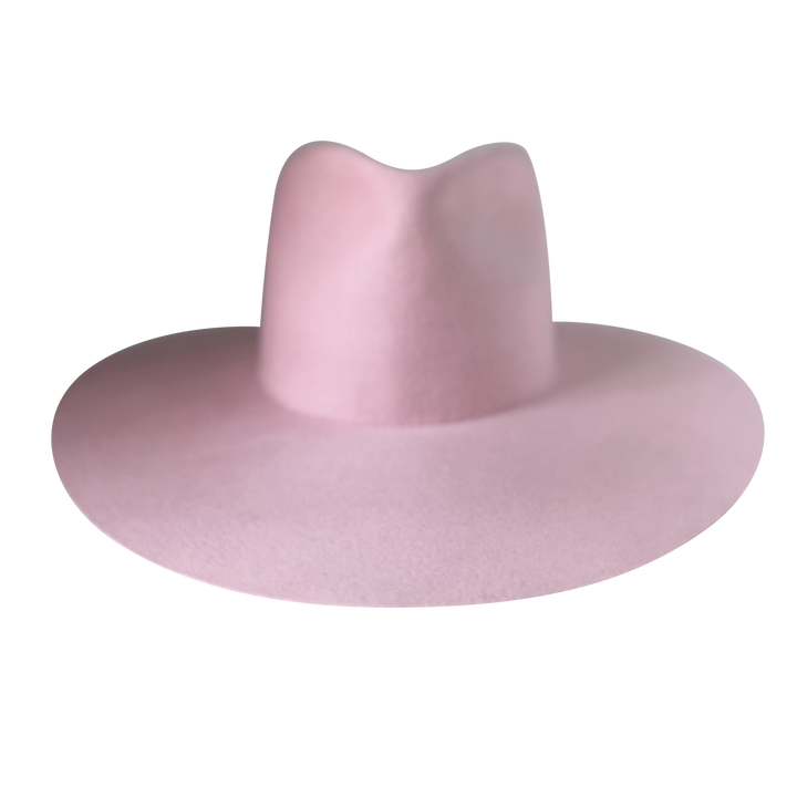 Khia Tullae The Lex pink wool wide-brim fedora, front product cutout