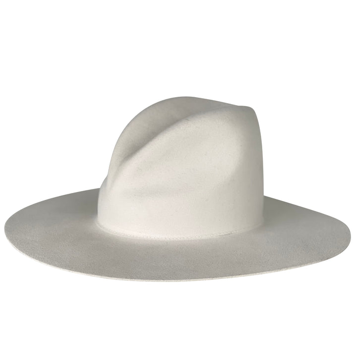 Khia Tullae The Ludlow fedora in bone, 100% wool, front angled left product cutout