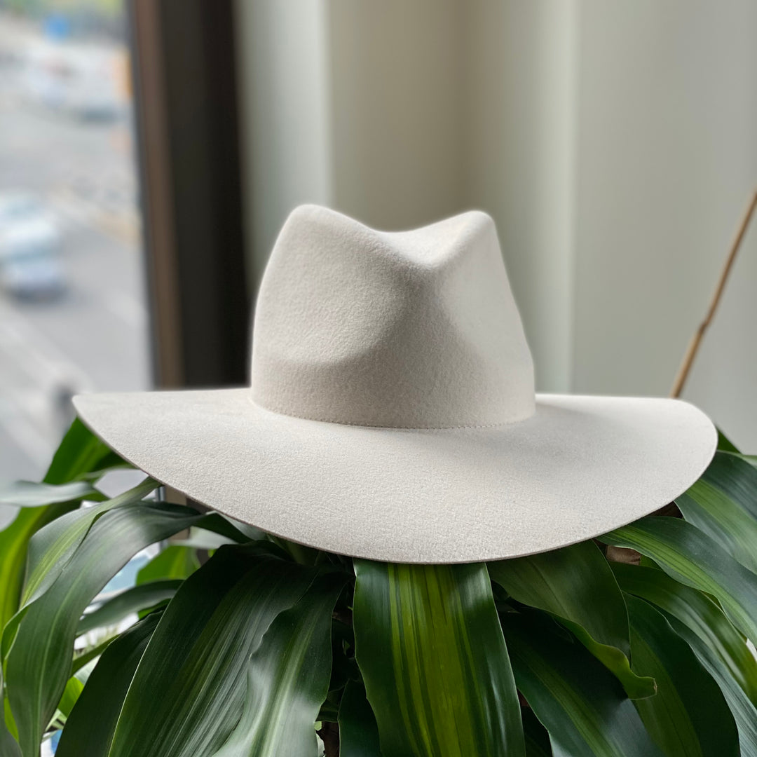 Khia Tullae The Nolita fedora in bone, 100% wool, front flat view
