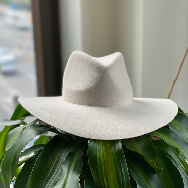 Khia Tullae The Nolita fedora in bone, 100% wool, front flat view