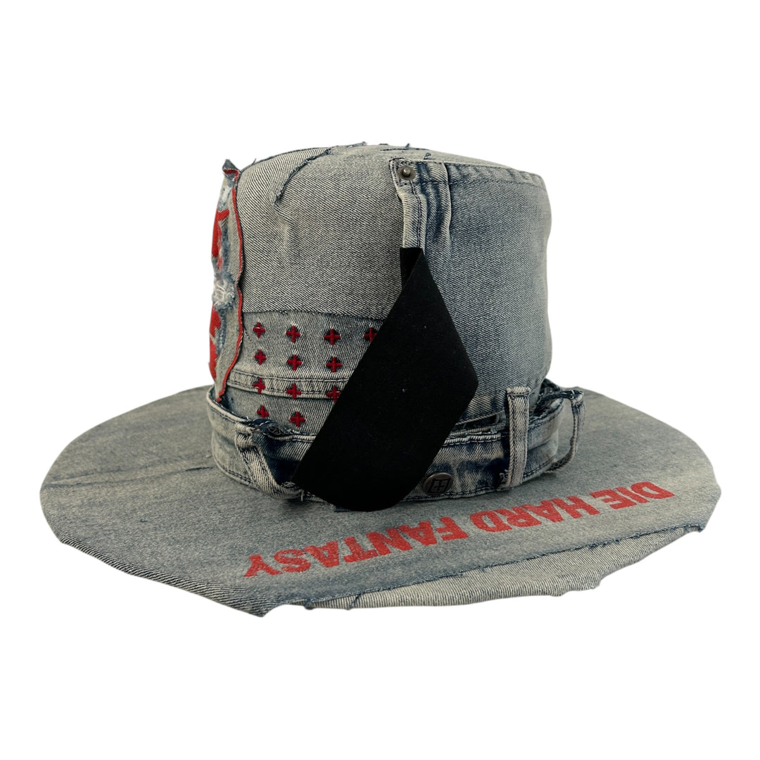Khia Tullae The Red Fantasy Tall Boy hat, Denim Creations Collection, product cutout back view
