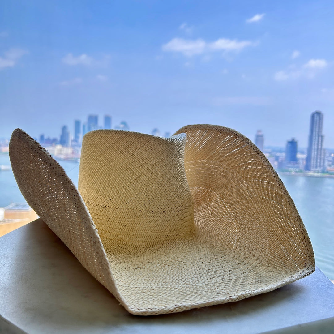 Khia Tullae The Rory toquilla straw cowboy hat front - natural
