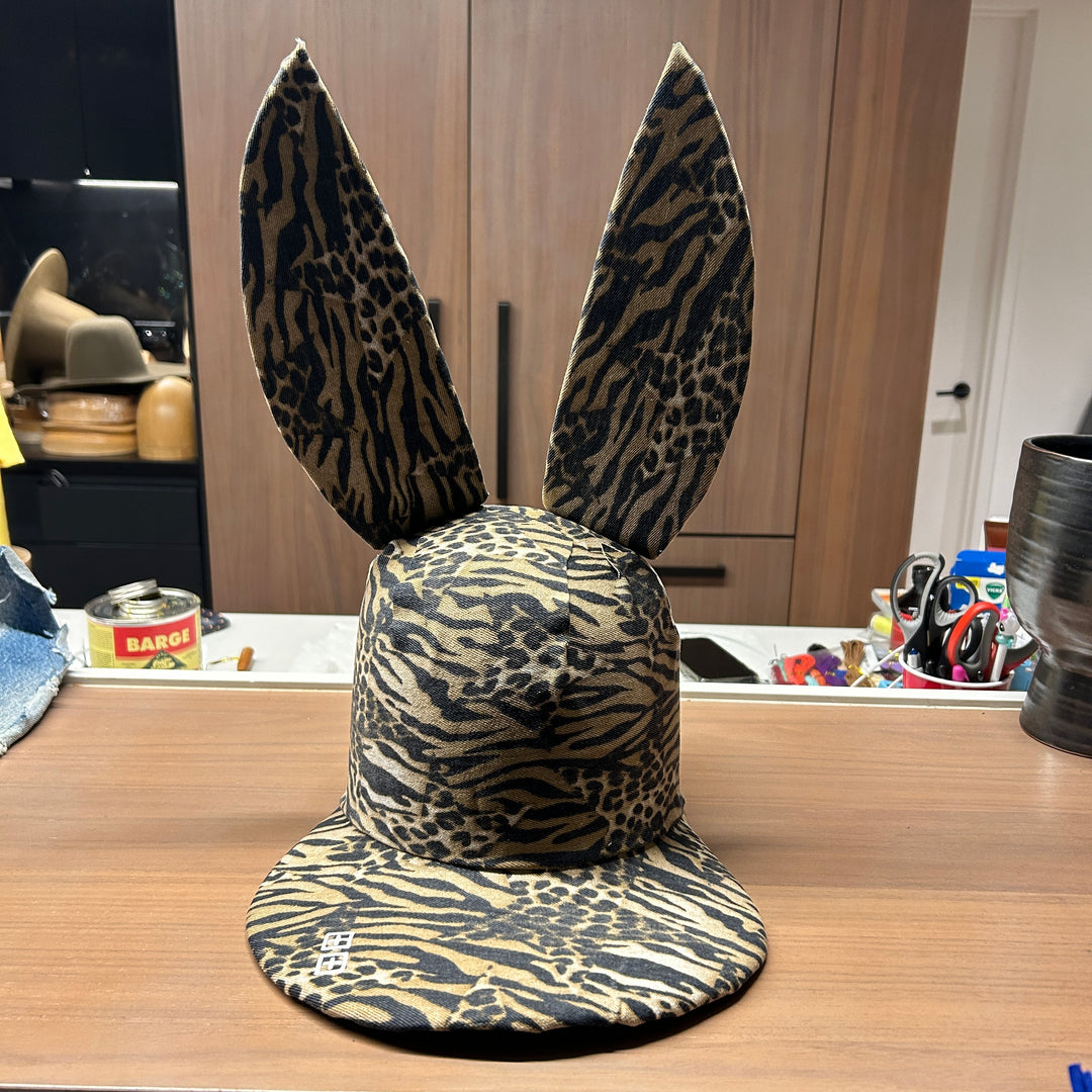 Khia Tullae The Safari Denim Bunny hat, Denim Creations Collection, lifestyle front view