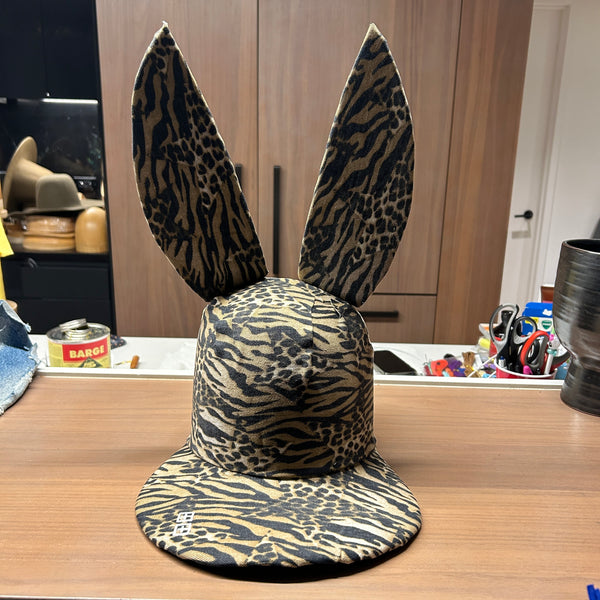 The Safari Denim Bunny | Upcycled Denim Headwear | Khia Tullaé