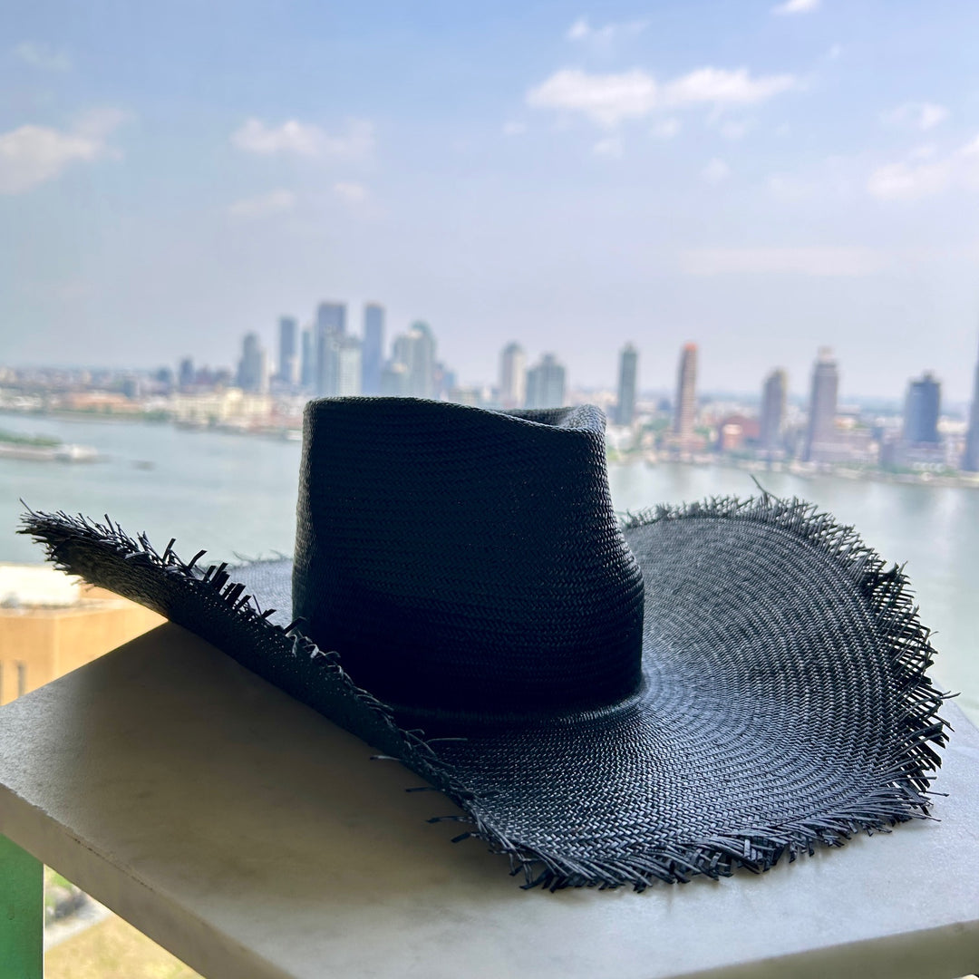 Khia Tullae The Sasha toquilla straw cowboy hat side - black
