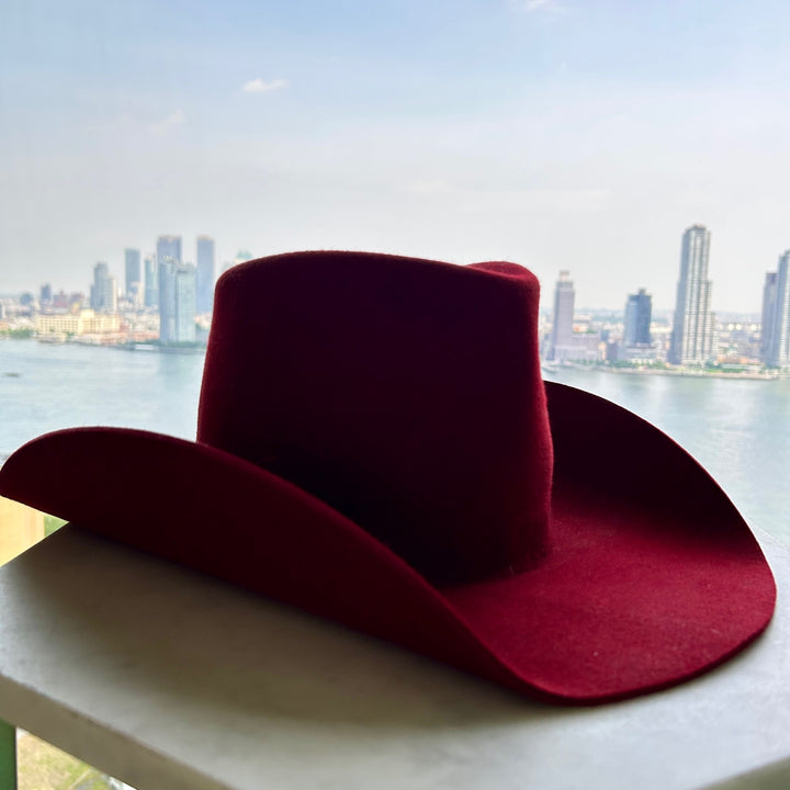Khia Tullae Urban Cowboy felt cowboy hat in Ruby Red size - fedora crown
