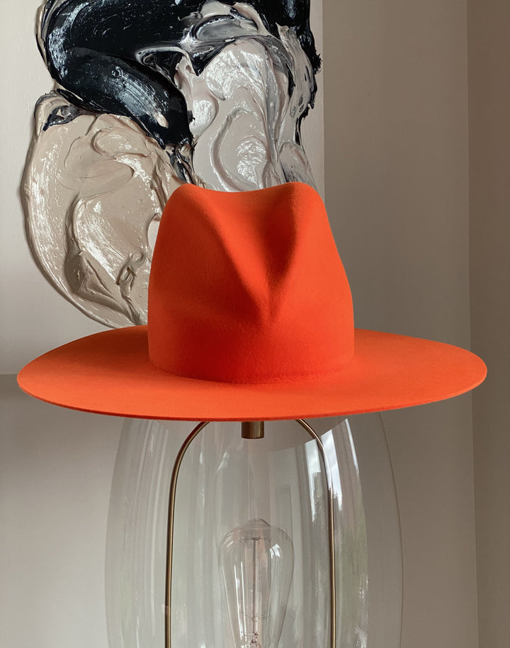 The Hartley - Khia Tullae Stiffened Wool Fedora - Orange