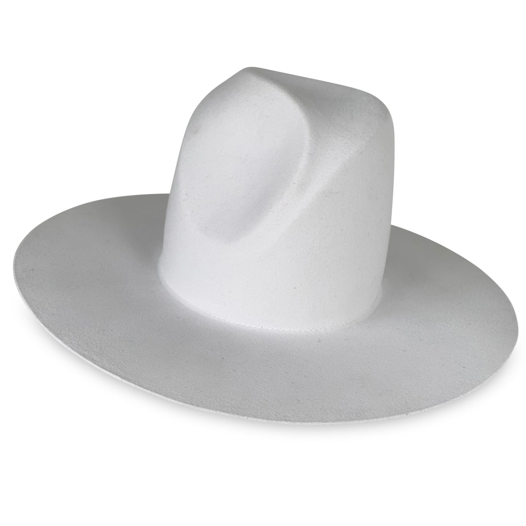 The Nell- Khia Tullae Stiffened Wool Fedora with Asymmetrical Dimple - Silver Belly