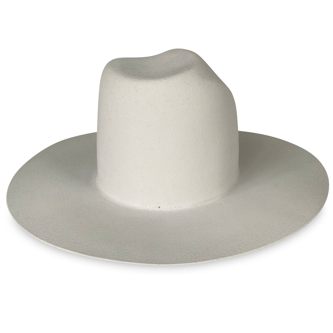 The Nell- Khia Tullae Stiffened Wool Fedora with Asymmetrical Dimple - Silver Belly