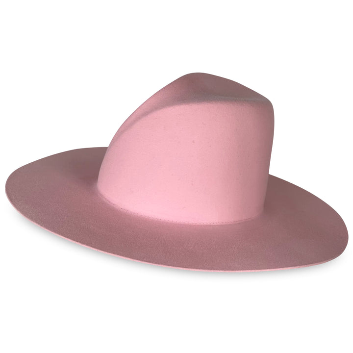 The Trixie - Khia Tullae Stiffened Wool Fedora with Asymmetrical Dimple - Pink