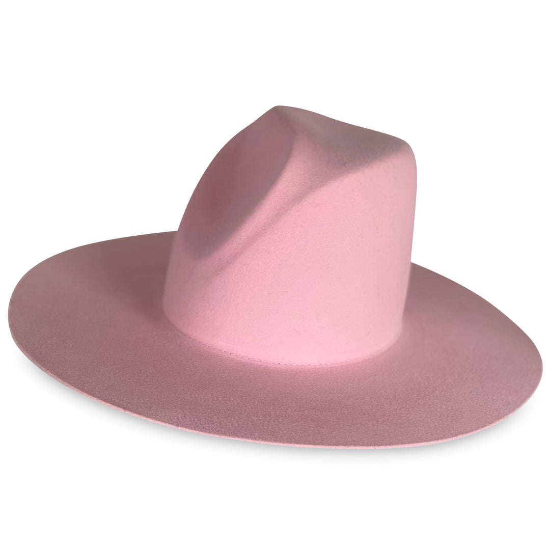 The Trixie - Khia Tullae Stiffened Wool Fedora with Asymmetrical Dimple - Pink