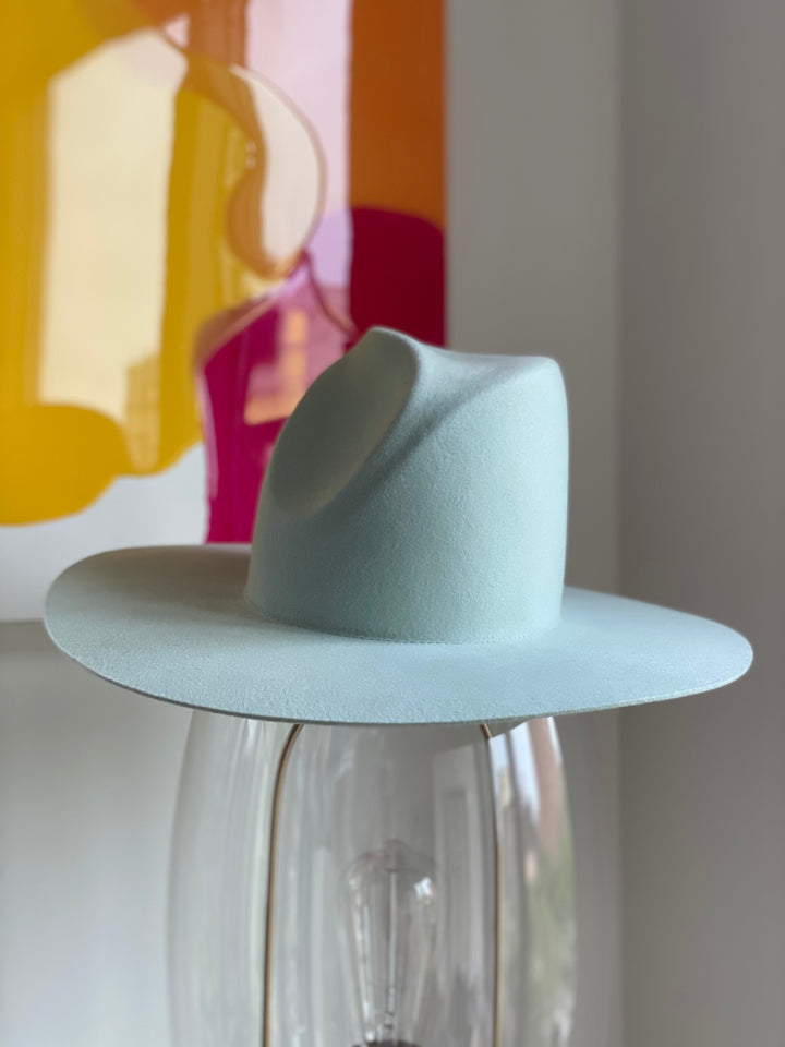 The Nikki - Khia Tullae Stiffened Wool Fedora with Asymmetrical Dimple - Mint