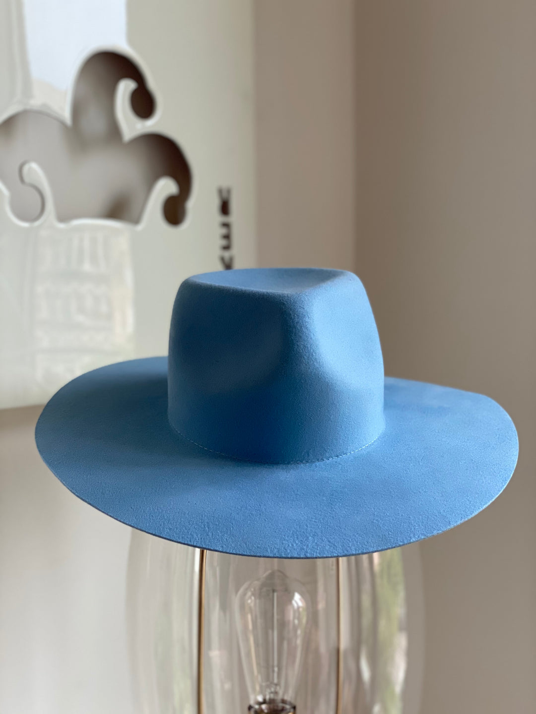 The Indie - Khia Tullae Stiffened Wool Fedora - Sky Blue 