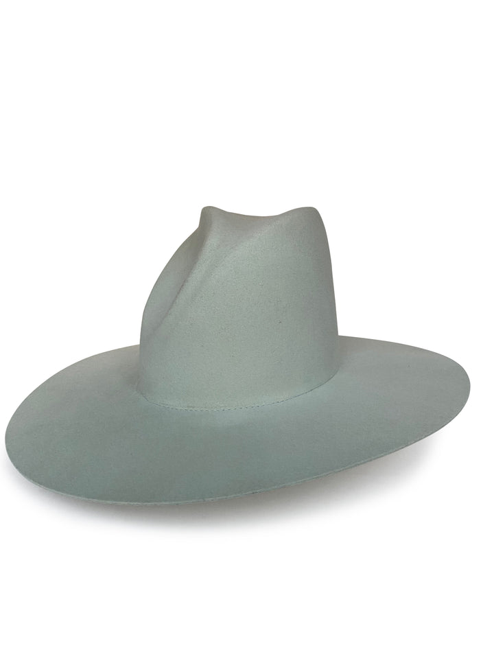 The Nikki - Khia Tullae Stiffened Wool Fedora with Asymmetrical Dimple - Mint