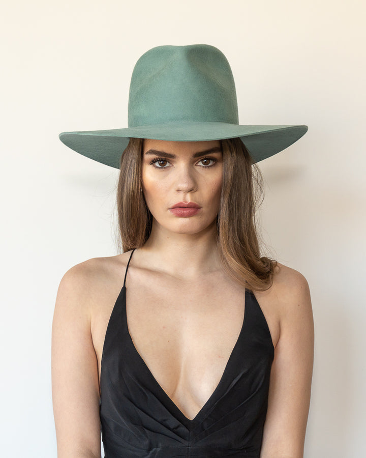 The Waverly - Khia Tullae Stiffened Wool Fedora - Sage 