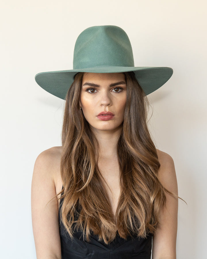 The Waverly - Khia Tullae Stiffened Wool Fedora - Sage 