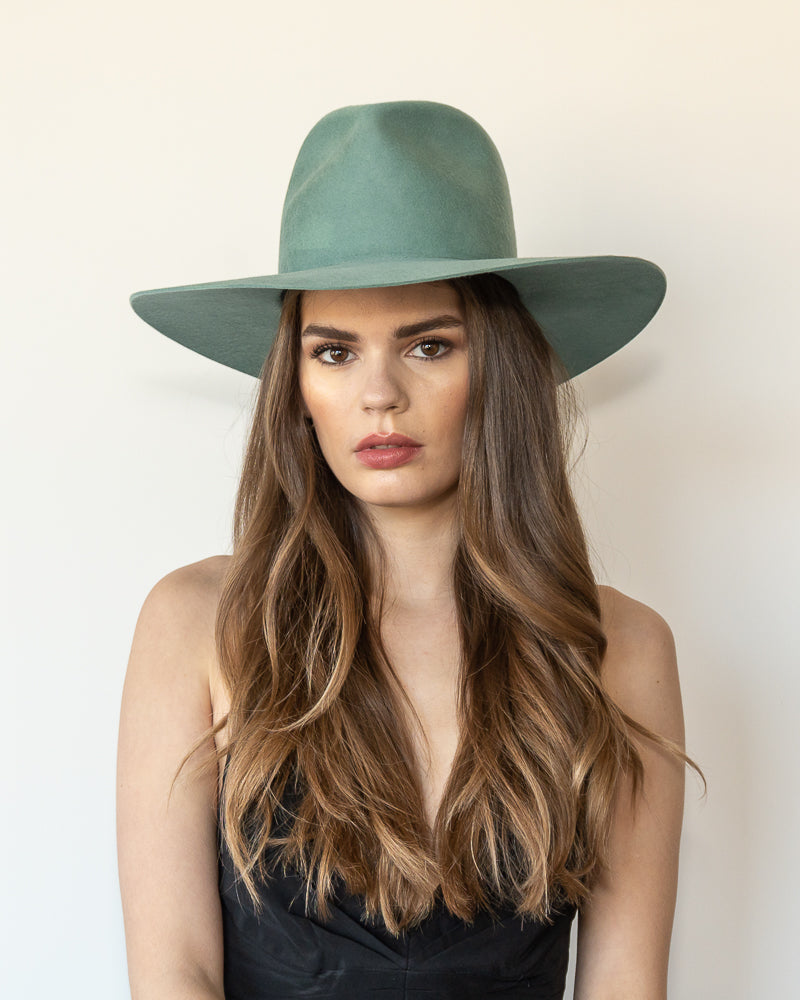 The Waverly - Khia Tullae Stiffened Wool Fedora - Sage 