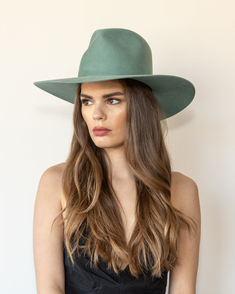 The Waverly - Khia Tullae Stiffened Wool Fedora - Sage 