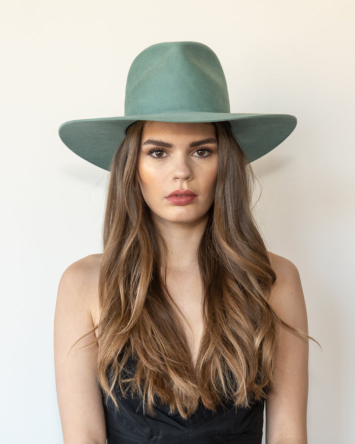 The Waverly - Khia Tullae Stiffened Wool Fedora - Sage 