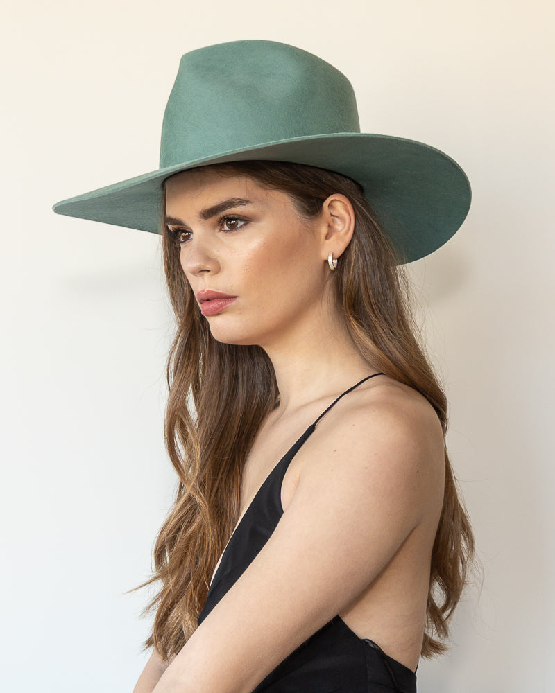 The Waverly - Khia Tullae Stiffened Wool Fedora - Sage 