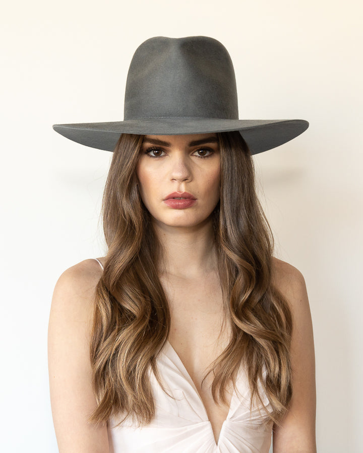 The Irving- Khia Tullae Stiffened Wool Fedora - Ash Grey