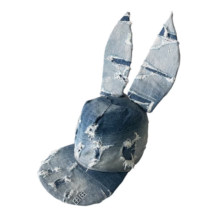 Khia Tullae Distressed Denim Bunny Lid